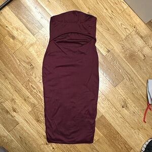 Fashion Nova Strapless Burgundy Dress